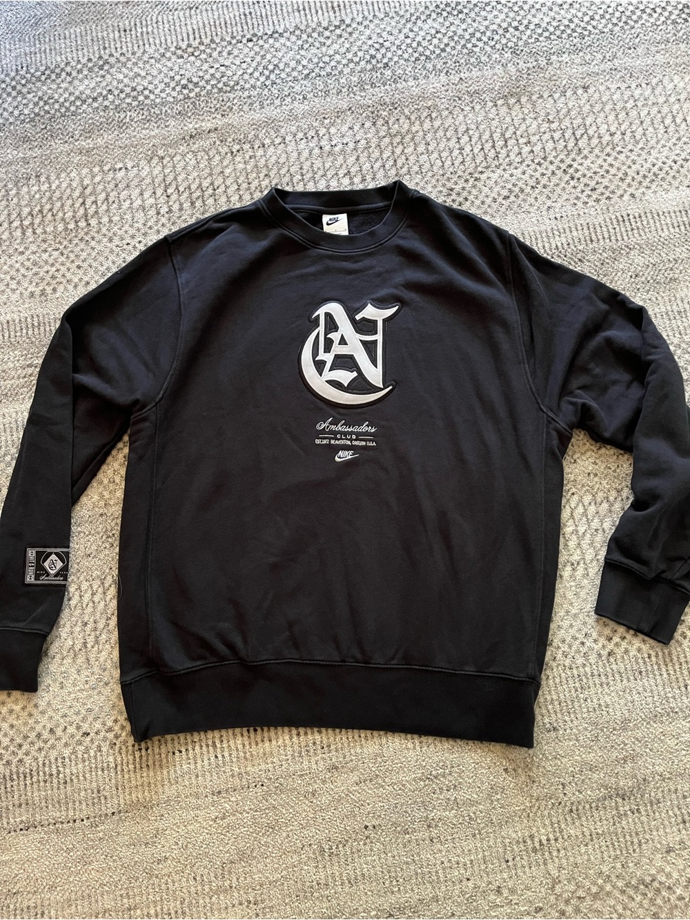 Nike Black ambassador Crewneck with Silver Gothic Logo